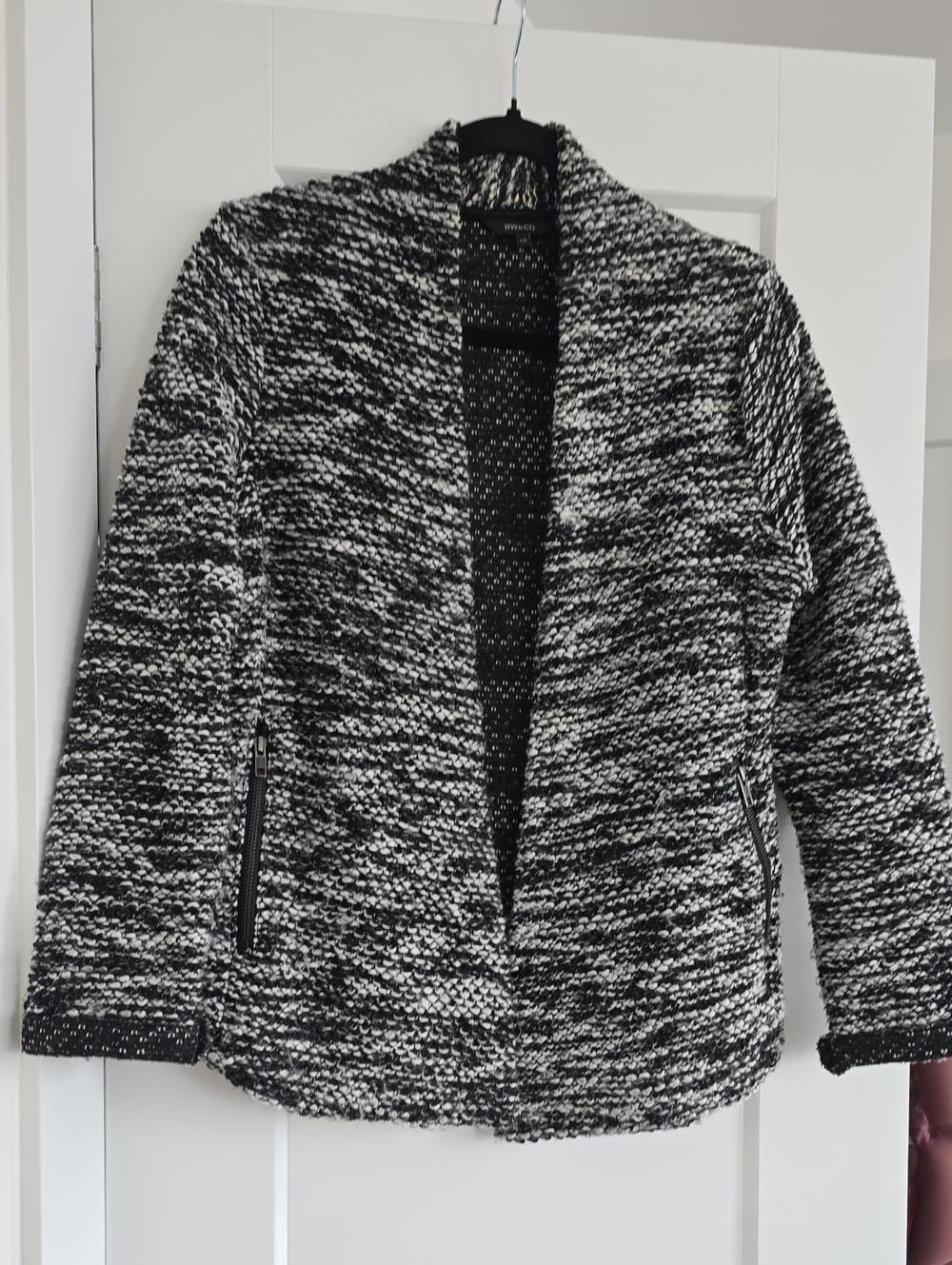RW&CO. Black and White Marled Knit Open Jacket